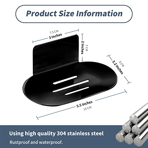 Rise Age Shower Soap Holder, Stainless Steel Self Adhesive Bar Soap Holder For Shower Wall, Bathroom, Kitchen Wall Mounted Soap Dish Black Soap Tray For Bar Soap 2 Pcs #TOP1
