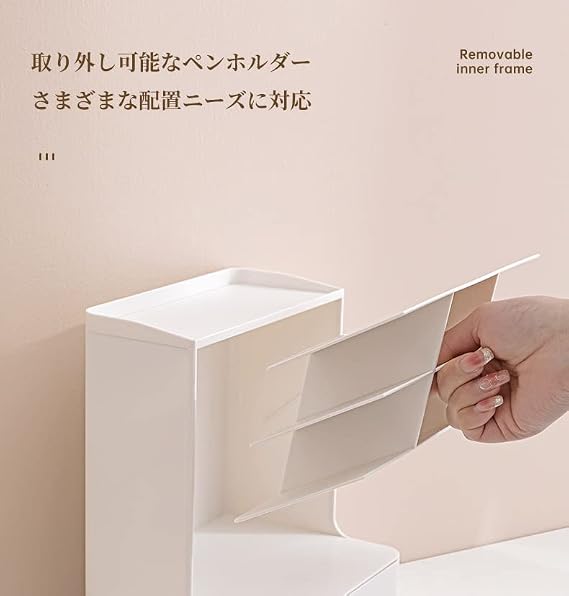 Desk Organizer, Desktop Storage, Pen Holder, Stylish, Pen Stand, Storage Box, Drawers, Small Items, Stationery, Tabletop Organizer, Storage, Large Capacity, Portable, Organizer for Small Items, Transparent Drawers, Cosmetic Storage, Office Storage, Study Goods, Office Supplies, Desk, Classification Storage, Organization, White