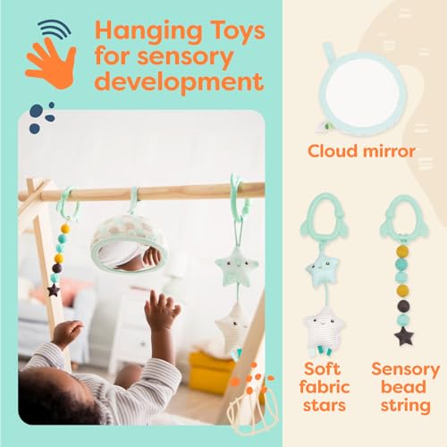 image for B. toys – Wooden Baby Play Gym – Activity Mat – Starry Sky – 3