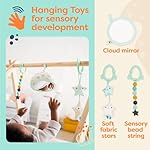 B. toys- B. baby- Wooden Baby Play Gym – Activity Mat – Starry Sky – 3 Hanging Sensory Toys – Natural Wood – Babies, Infants - Image 3