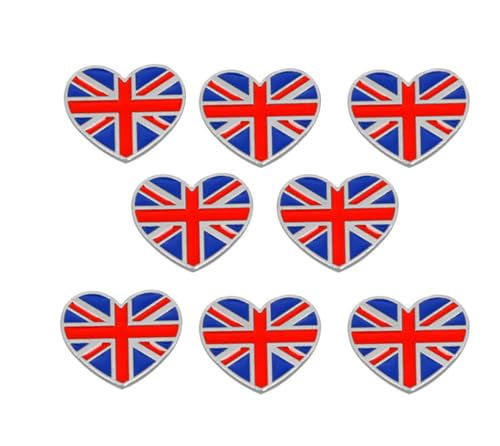 8pcs Heart Shape United Kingdom Flag Enamel Lapel Pin UK Brooch Great Britain Badge Patriotic British Badges British National Flag Pin Badge Coat Denim Shirts Jewelry Gifts