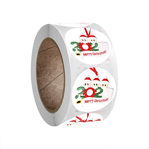GBSELL Merry Christmas Stickers, 2020 Christmas Quarantine Survivor Round Label Stickers Envelope Stickers Seals for Cards Present Envelopes Boxes Bag Sealing Decorations (B)