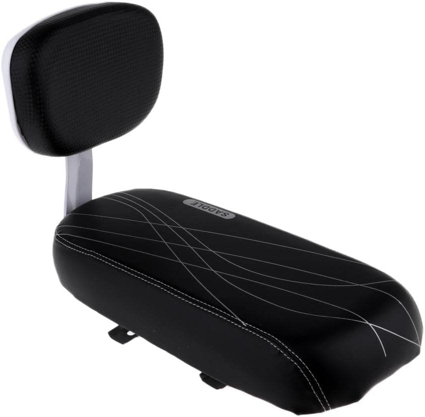 Universal Rear Seat Cushion with Back Rest for Kids & Adults | Soft, Comfortable Road Bike Saddle Pad | Cycling Carrier Seat - Black