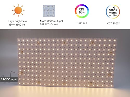 Image of 4-Pack LED Backlight Sheet 24V 36W 3000K Warm White, 19.3X9.6 inches Each Unit, Dimmable Flexible LED Panel Sheet for Backlit Translucent Stone /Marble /Onyx /Quartz Countertops Walls