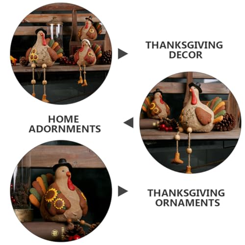 Statue de dinde décorative en résine et corde de Thanksgiving