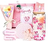 Coquette Bow Cups Cherries Cute Glass Cups, 18OZ Bow Tumbler Glass Cups with Lids and Straws, Cute Coffee Cups Coquette Aesthetic Bow Mug, Valentine's Day Gift for Women Girls