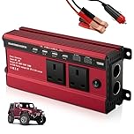 1500W Power Inverter 12V to 240V AC Car Converter, Power Inverter with 3.1A 4 USB & 2 AC Sockets Dual Car Adapter, 2 LED Display, for Travel Camping RV Motorhomes Boat
