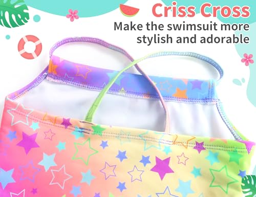 Image of TENVDA Girls Swimsuit Summer Beach Sport Halter Bathing Suits One Piece Swimwear for 2-12 Years Old Kids