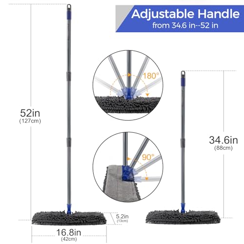 MASTERTOP Microfiber Dust Mop,Double-Sided Flat Mops for Hardwood Floors with 4 Reusable Mop Pads, Floor Mops with Stainless Steel Handle and Extension, Cleaner for Hardwood, Vinyl, Laminate, Tile - Thumbnail 2