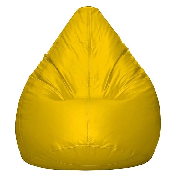 Image of INSTER Combo of Bean Bag Cover with Footrest and Cushion Only (Without Filling) Faux Leather Bean Bag Chair Couch Cover Seat Lazy Sofa (4XL, Yellow)