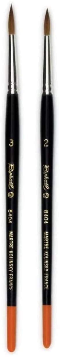 Pinceau Raphael Series 8404 ,kolinsky Rouge Sable Pinceau Set 2 pcs,Taille 2, 3 . (Raphael France)