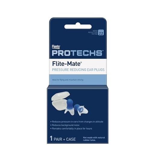 Flents Reusable Ear Plugs, Ideal for Flying And Mountain Driving, Reduces Pressure And Background Noise, 1 Pair With Travel Size Case, Easy Use With Comfort Fit, NRR 29, Blue, Made In The USA