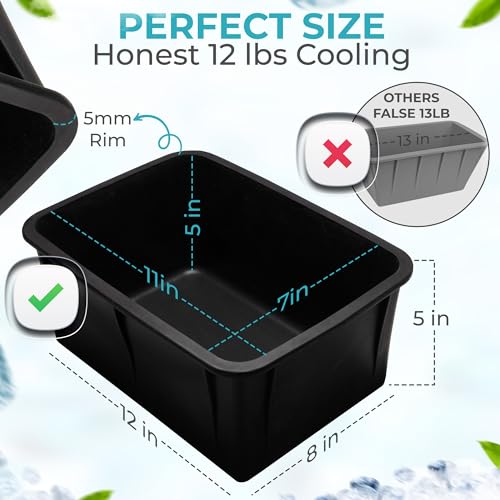 Ice Block Form With Lid Makes 12 Lb. Ice Cube 11" x 7" x 5" Largest Available Ice Block Maker, Ice Bath Chiller, Cold Plunge Tub Or Cooler, Reusable Food Grade