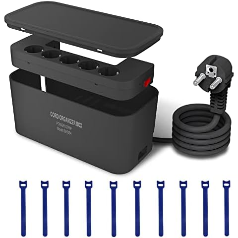 Regletas Enchufes con Caja Organizadora de Cables y 3 USB Cover