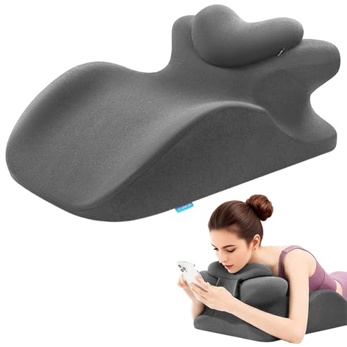 Image of MOONYOOY Memory Foam Ergonomic Rest Pillow for Sleeping, Acid Reflux & GERD Relief - Elevation Bed Support Pillow for Back Pain, Post Surgery Recovery, Reading with Removable Washable Cover Gray