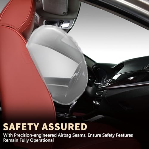 Image of FLORICH Front Seat Covers for Cars, Luxury Waterproof Faux Leather Seat Covers Cushion, Car Seat Protectors Universal Fit for Most 5 Seats Vehicles - Red