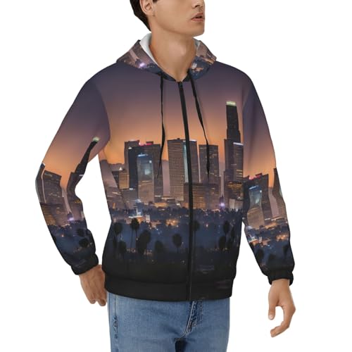 Sweat à capuche zippé Los Angeles pour homme avec cordon