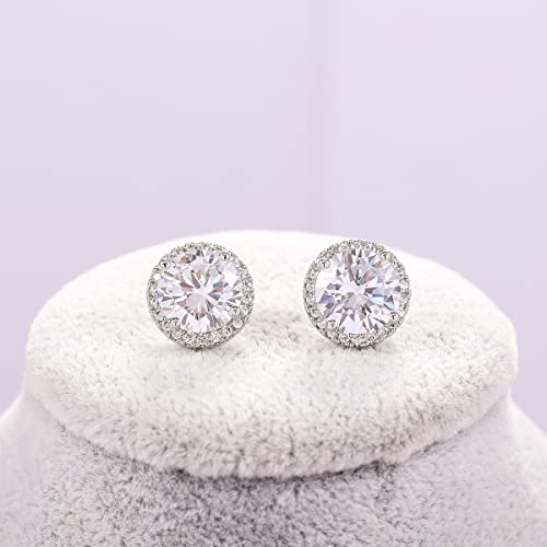 YOQUCOL Bright 8MM,10MM Cubic Zirconia Crystal Stud Earrings Round Pierced Earrings For Women 5
