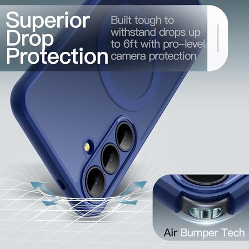 Image of JETech Magnetic Cover Case for Samsung Galaxy S25 FE, Compatible with MagSafe, Translucent Matte Back Shockproof Phone Cover (Navy Blue)