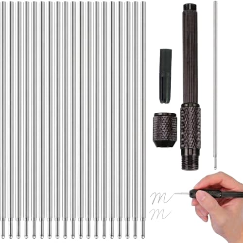 EXCEART Tattoo Pen Set - Skin Safe Markers 20pcs Pen Refills Ink Cartridges Ball Point with Black Aluminum Tattoo Holder for Stencil Body Use for Practice Precise Marking Stencil Use