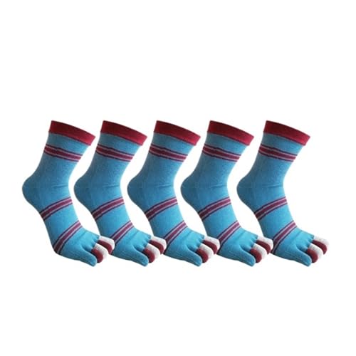 GSJNHY Calcetines de cinco dedos 5 pares de calcetines cortos algodón a rayas for hombre, suaves y transpirables, for negocios, for maridos padres(Blue)