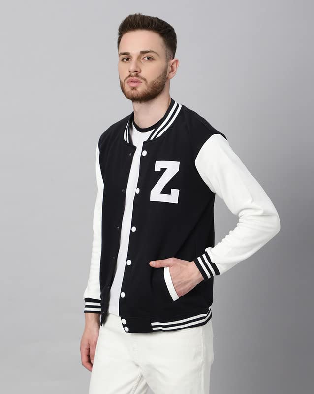 Image of BE SAVAGE Men's Cotton Blend Standard Length Varsity Jacket