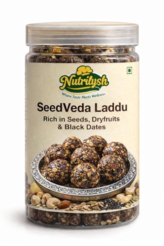 SeedVeda Dry Fruit Laddu | No Added Sugar | Sweetened with Black Dates | Rich in Nuts & Seeds | Healthy Energy Snack | No Preservatives | 200g