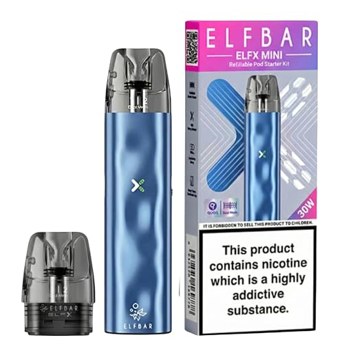 Elf Bar ELFX Mini Vape Kit [Sky] - 1000mAh Rechargeable Battery USB-C Fast Charging Up to 30W Output Compatible with ELFX Pods Pink - No Nicotine