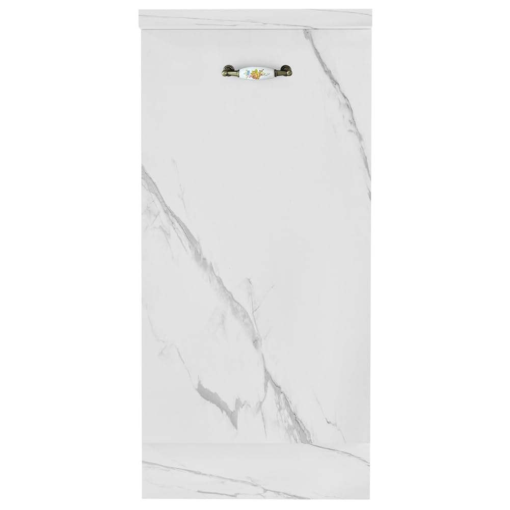 Shally Dogan Mobile Base per Cucina con Anta Singola e Due Scomparti, Mobiletto con Struttura in Legno Robusta e Resistente, Bianco Effetto Marmo, Mobile Componibile, 40 x 50 x 85H cm (Anta Singola)
