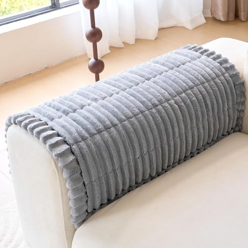 Housse de canapé d angle gris 60x90 cm lot de 2 pièces pour accoudoir et protection de salon - 3