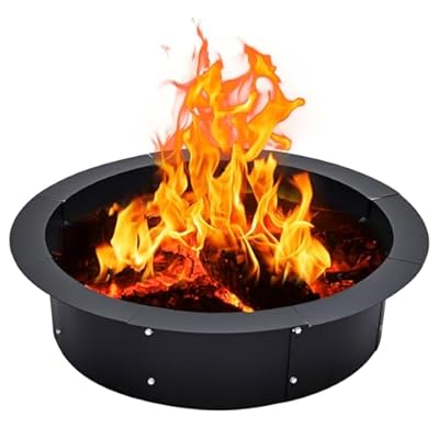 36 Inch Round Fire Pit Ring Insert for Outside Wood Burning, Large Solid Steel Firepit Liner for Above or In-Ground Outdoor DIY Camping Garden Patio Backyard