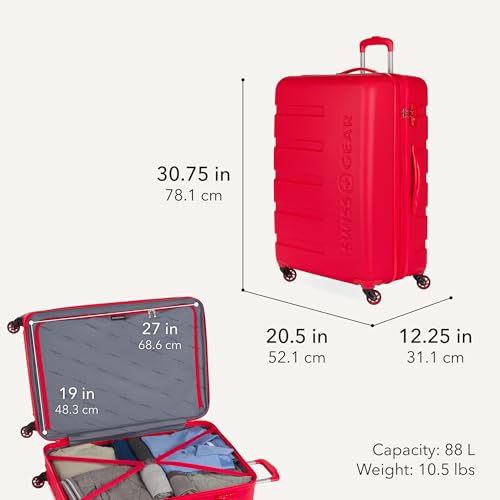 Image of SwissGear 7366, Red, Checked-Large 27-Inch, Signature Hardside Expandable Luggage With Spinner Wheels