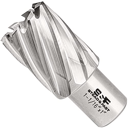 Image of S&F STEAD & FAST Annular Cutter, 1-1/16" Cutting Diameter x 1" Depth of Cut for Magnetic Drill Press, Drill Bit Cutter, Mag Drill Bits with Pilot Pin
