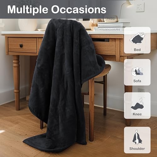 Electric Heated Blanket Full Size 72"x84", Cozy Large Oversized, 4 Heating Levels & 10 Hours Auto Off, Cozy for Bed, Sofa, & Office, Machine Washable, Black