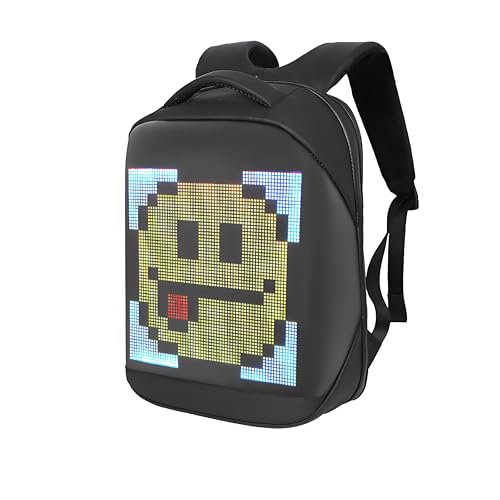LED display backpack, cool backpack, black, customized display pattern and text, suitable for shopping, traveling, cycling