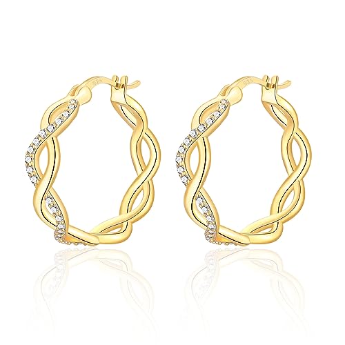 Creolen Gold Damen Ohrringe, 925 Sterling Silber Creolen Hypoallergen...