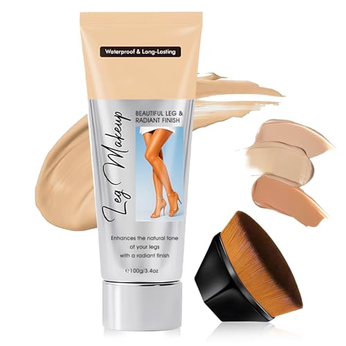 Maquillaje Piernas, Maquillaje para Piernas, maquillaje Corporal Resistente al Agua 100ml, Incluir Brocha Base maquillaje, Corrector de Larga Duración (01# Blanco natural)