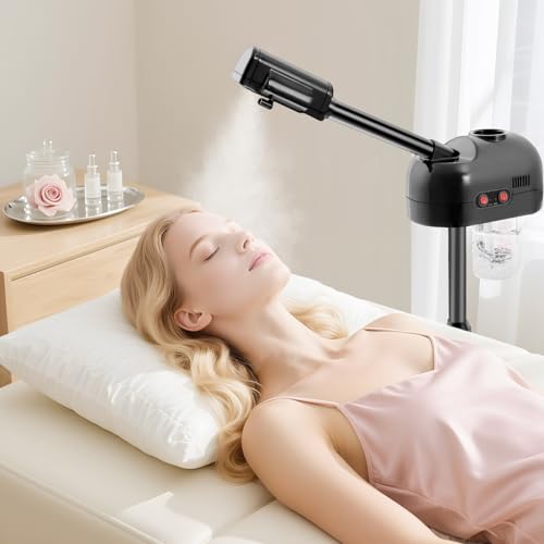 LENJKYYO Vaporizador Facial Vaporizador Facial Sauna Facial SPA Cuidado Facial Pulverización Máquina, Humidificador Ozono, 1 Cabeza, Altura Ajustable para Salón/Casa/Salón Cosmético