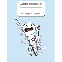 Carretes Pesca Trucha Río Cuaderno de composición: Tema de humor de pescador - 8,5 ´´x 11´´ - 110 páginas