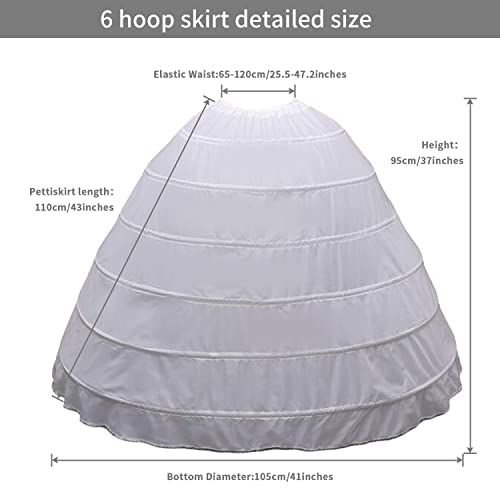 Bbset Women Crinoline Petticoat A-Line 6 Hoop Skirt Slips Long Underskirt For Wedding Bridal Dress Ball Gown thumb #1