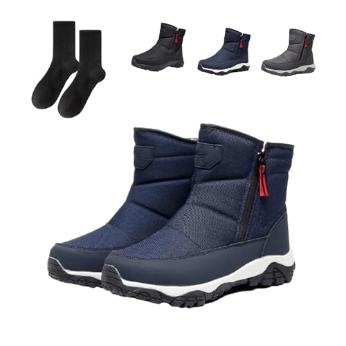 Domxies Men’s Waterproof Orthotic Winter Work Boots, Warm Non-slip Shoes with Cold Protection & All-Day Comfort (Blue, US, Adult, Men, 7, Numeric, US Footwear Size System, Wide)