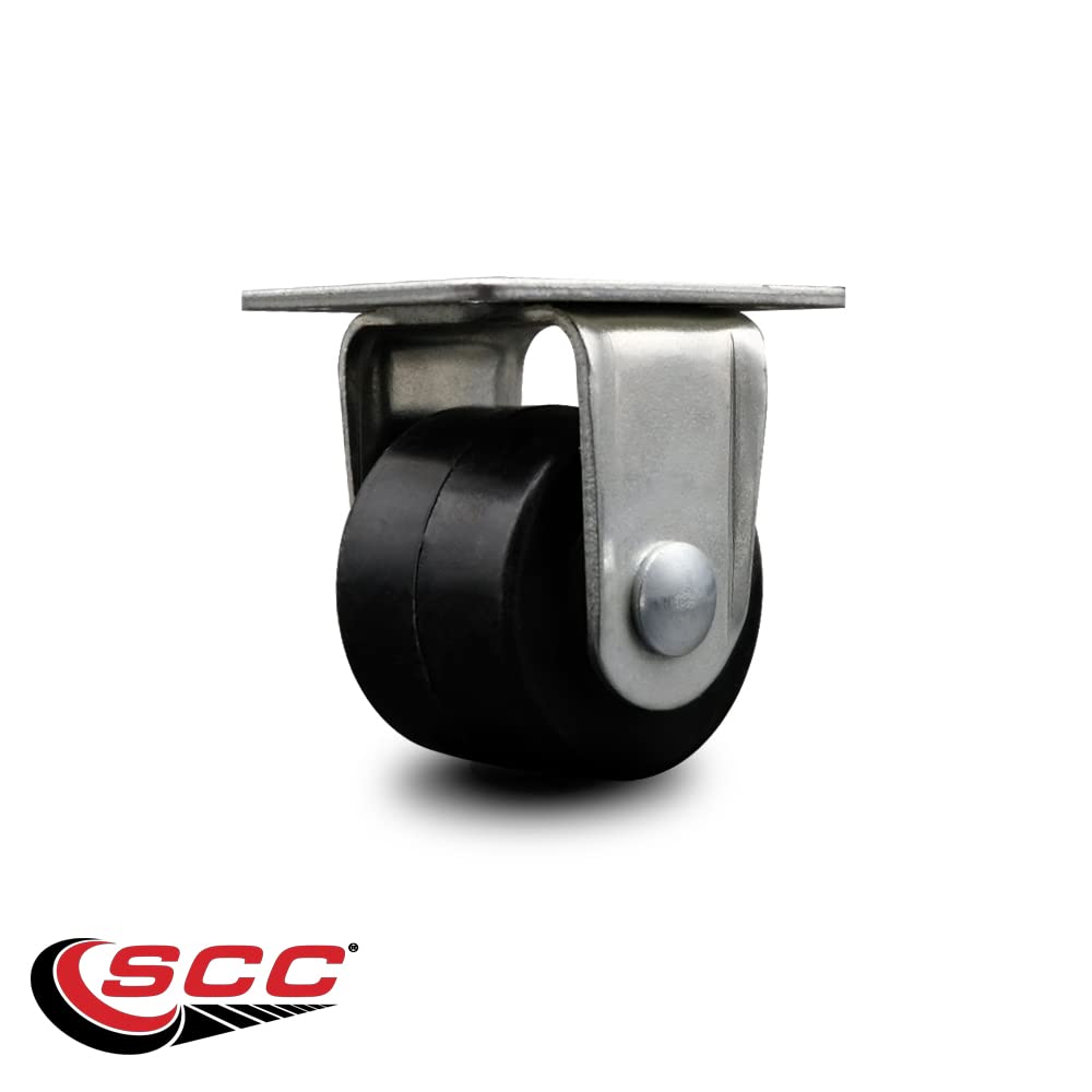 Low Profile Business Machine Rigid Top Plate Caster - 2-1/2 Inch by 1-3/4 Inch Polyolefin Wheel - Roller Bearing - 400 lbs. Capacity Per Caster - Service Caster Brand