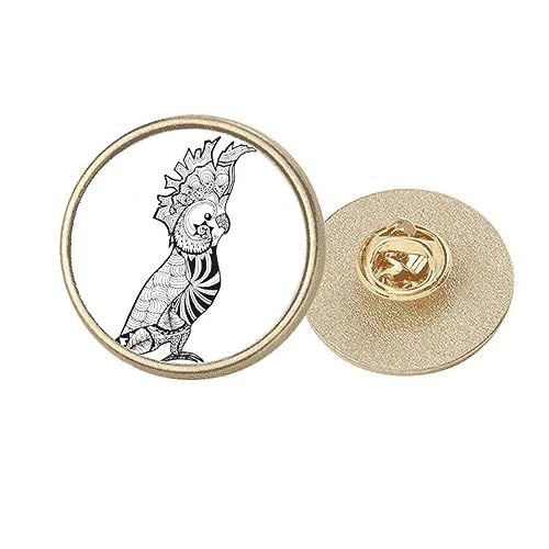 Broche perroquet en métal doré de forme ronde, l'éclat de la haute fantaisie M