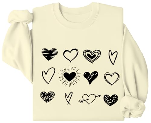 Hearts Print Casual Sweatshirts Graphic Hoodies Valentine's Day Gift