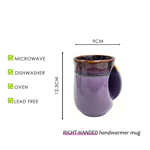 Selamica Porcelain 18Oz Novelty Right-Handed Handwarmer Mug, Coffee Mug, Tea Mug, Gift For Family Friends And Couple - Purple #TOP1