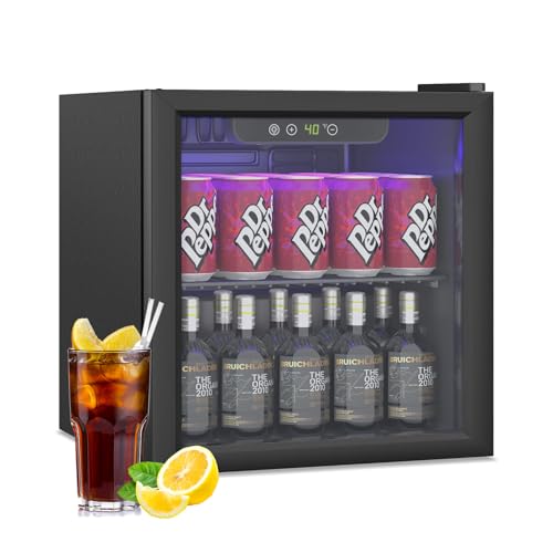 Image of DOGHLY 1.3 Cu.ft Beverage Refrigerator Cooler, 60 Cans Mini Fridge with Glass Door, and Temperature controllable switch for Soda, Beer or Wine For Office or Bar with Removable Shelves