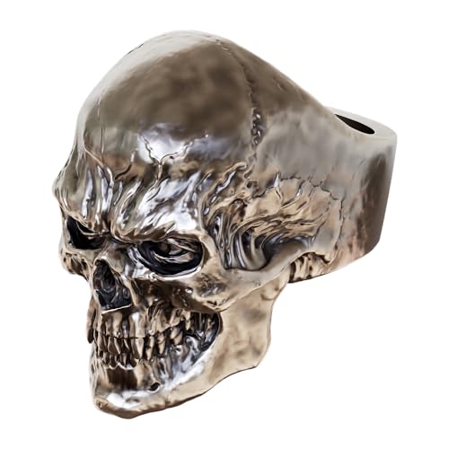 Men's 925 Sterling Silver Red Skull Biker Punk Ring ZSJ344 (US Size 7-16)3