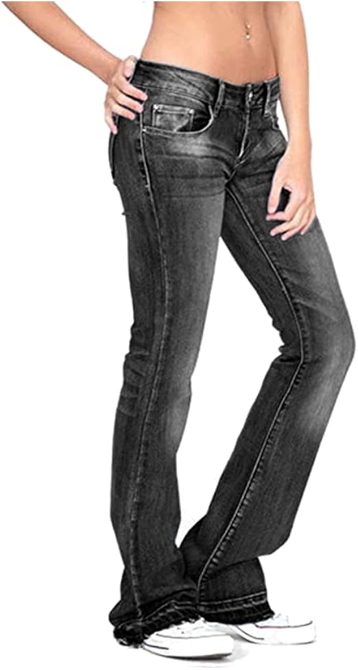 NP - Jeans acampanados negros para mujer, estilo casual, cintura baja,  acampanados, pantalones de mezclilla Yk : Ropa, Zapatos y Joyería -  Amazon.com