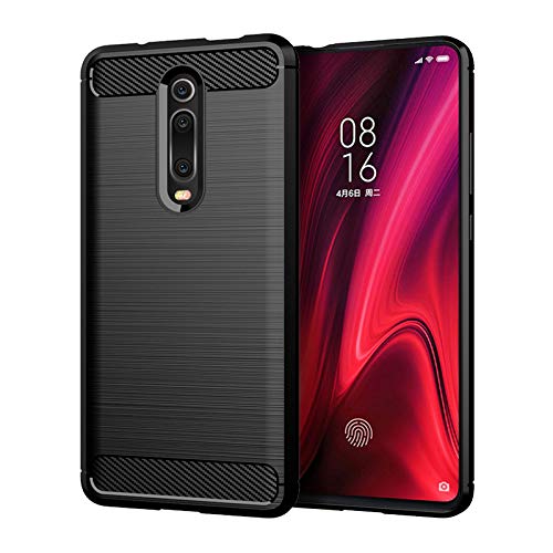 Max Power Digital Hülle für Xiaomi Mi 9T / Mi 9T Pro Carbon Cover Schutzhülle Handyhülle Silikon Hülle Stoßfest Kratzfeste Schutzhülle Schwarz Cover Shock [Kabellose Aufladung Kompatibel]