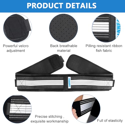Image of HANNEA Back Pain Relief Belt Reliable Lower Belt for Back Pain Relief Woman and Men Anti-Slip Sacroiliac SI Joint Hip Belts Adjustable Lumbar Support Waist Belts for Women- (Black, Length 140)